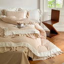 GobekUsa French Lace Ruffles Bedding Set - Soft and Skin-friendly Duvet Cover Set