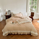 GobekUsa French Lace Ruffles Bedding Set - Soft and Skin-friendly Duvet Cover Set