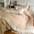 GobekUsa French Lace Ruffles Bedding Set - Soft and Skin-friendly Duvet Cover Set