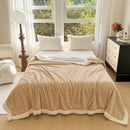 GobekUsa Double-Layer Coral Fleece Jacquard Blanket: Warm & Multi-Functional for Home & Travel