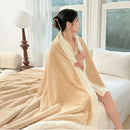 GobekUsa Double-Layer Coral Fleece Jacquard Blanket: Warm & Multi-Functional for Home & Travel