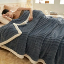 GobekUsa Cozy Rabbit Plush Blanket: Soft Striped Warm Sofa Throw, Absorbent Breathable Nap Blanket