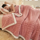 GobekUsa Cozy Rabbit Plush Blanket: Soft Striped Warm Sofa Throw, Absorbent Breathable Nap Blanket