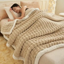 GobekUsa Cozy Rabbit Plush Blanket: Soft Striped Warm Sofa Throw, Absorbent Breathable Nap Blanket
