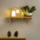 GobekUsa Nordic Wooden LED Wall Sconce with Storage Shelf - Beige Lodge Wall Lamp - Warm/White Light