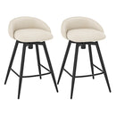 Upholstered Bar Stools Set of 2 with Footrest and Backrest-Gray by DirectDeals
