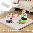 6-in-1 Kids Play Tent Playhouse with Blackboard 6 Storage Bins and Floor Cushion-Beige by LJGDeals