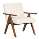 Modern Accent Chair Linen Fabric Armchair with Solid Acacia Wood Frame by LJGDeals