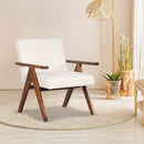 Modern Accent Chair Linen Fabric Armchair with Solid Acacia Wood Frame by LJGDeals