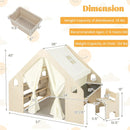 6-in-1 Kids Play Tent Playhouse with Blackboard 6 Storage Bins and Floor Cushion-Beige by LJGDeals
