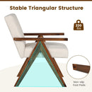 Modern Accent Chair Linen Fabric Armchair with Solid Acacia Wood Frame by LJGDeals