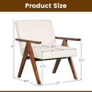 Modern Accent Chair Linen Fabric Armchair with Solid Acacia Wood Frame by LJGDeals
