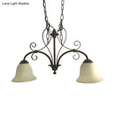 GobekUsa Bell Island Pendant Light with White Glass & 2 Bulbs for Dining Room Ceiling