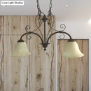 GobekUsa Bell Island Pendant Light with White Glass & 2 Bulbs for Dining Room Ceiling