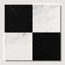 Bella White, Black Polished Checkerboard Pattern Marble Tiles 18x18
