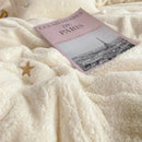 GobekUsa Berber Fleece Star Bear Embroidery Bedding Set - Cream White, Winter Home Textiles