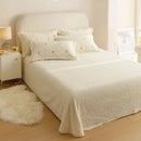 GobekUsa Berber Fleece Star Bear Embroidery Bedding Set - Cream White, Winter Home Textiles