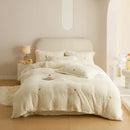 GobekUsa Berber Fleece Star Bear Embroidery Bedding Set - Cream White, Winter Home Textiles