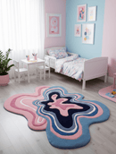 Berry Ripple Blue And Pink Hand Tufted 4x6 Wool Area Rug
