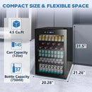 Beverage Refrigerator Cooler 4.5 Cu.Ft,145 Can Mini Fridge with Glass Door W58128BH