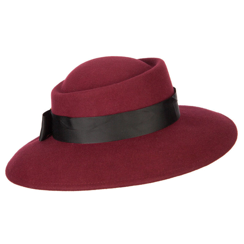 Women's Wool Brass Fox Head Accented Bow Band Gambler Hat