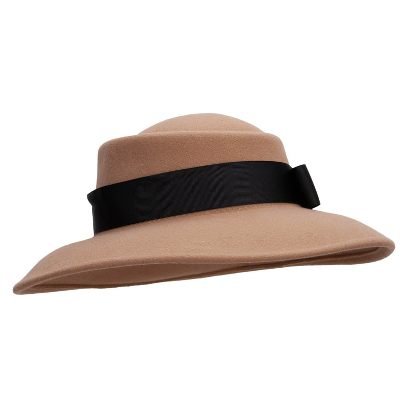 Women's Wool Brass Fox Head Accented Bow Band Gambler Hat