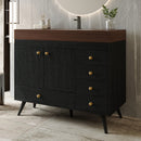 36" Freestanding Bathroom Vanity with Faux Marble Top, Ceramic Sink, 5 Drawers & Stainless Steel Legs by HouseOfZazla