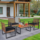 4 Piece Patio Furniture Set With Acacia Wood Table Top And Cushions by HouseOfZazla