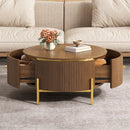 Modern Round Coffee Table with 2 Large Drawers Storage Accent Table