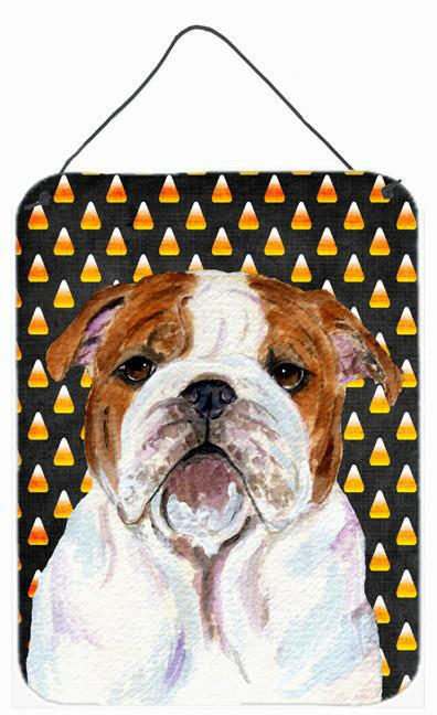 Bulldog English Candy Corn Halloween Portrait Wall or Door Hanging Prints