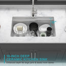 Undermount Workstation Single Bowl Porcelain Ceramic Kitchen Sink