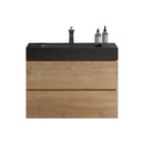 Alice - Natural Oak Bathroom Vanity With Sink, Large Storage Wall Mounted Floating Bathroom Vanity For Modern Bathroom, One-Piece Sink Basin Without Drain