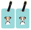 Checkerboard Blue Jack Russell Terrier Luggage Tag