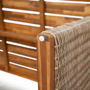 7 Pieces Outdoor Acacia Wood Dining Set with Handwoven Rattan Legs