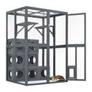 Outdoor Cat House With Shelves And Weather Protection, Removable Wood Boxes - Gray by HouseOfZazla