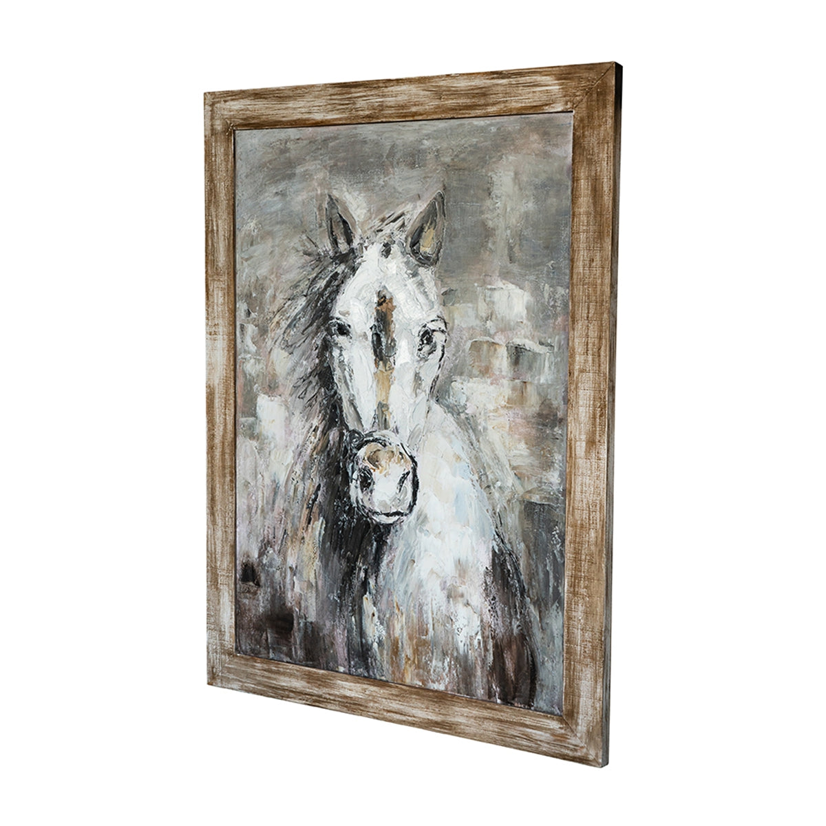 35.4x47.2x1.2" Hand-Painted White Horse Artwork, photo 3 of 10