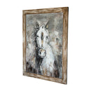 35.4x47.2x1.2" Hand-Painted White Horse Artwork by HouseOfZazla