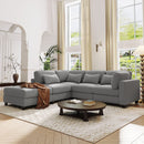 5 Pieces L shaped Sofa with Removable Ottomans and comfortable waist pillows