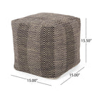 Barracuda - Handcrafted Cotton Pouf With Chevron Pattern - Brown / Beige by HouseOfZazla