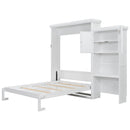Queen Size Murphy Bed With Louvered Design And Multiple Storage Shelves - White by HouseOfZazla