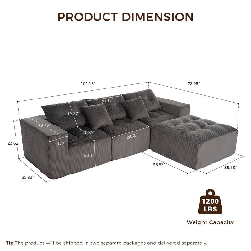 101" L-Shaped Modular Compression Sofa, photo 7 of 10