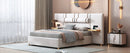 Upholstered Platform Bed, 2 Outlets And USB Charging Ports On Both Sides, 2 Bedside Pillows, Storage Shelves by HouseOfZazla