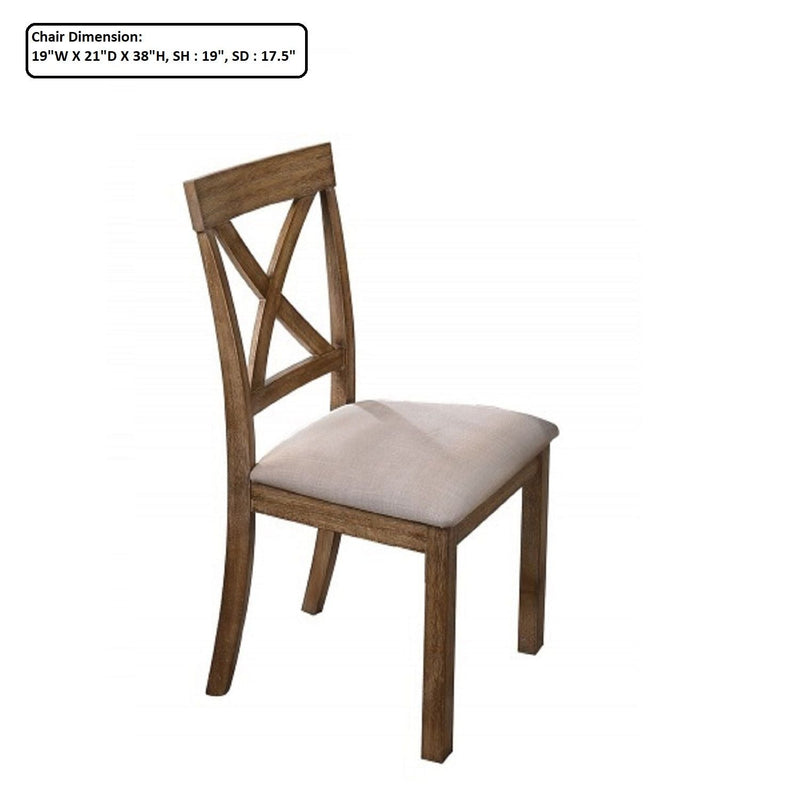 Dining Chair With Open X Back (Set of 2) - Brown / Beige, photo 6 of 7