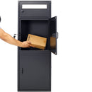 Large Steel Freestanding Floor Parcel Package Drop With Locking Letterbox Drop Mail Box With Multi Compartments - Black by HouseOfZazla