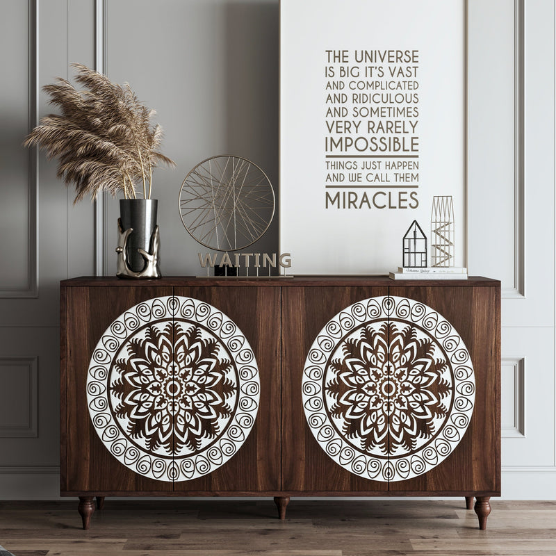60" Vintage Mandala Carved Sideboard