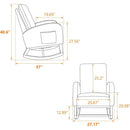 27.2"W Rocking Chair for Nursery, Polyester Glider Chair with High Back and Side Pocket, Rocking Accent Armchair with Rubber Wood Legs for Living Room/Bedroom.Beige