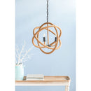 3 Light Farmhouse Chandelier, Rope Chandelier Globe Hanging Light Fixture With With Adjustable Chain For Kitchen, Bulb Not Included - Beige Brown by HouseOfZazla
