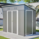 4x8 Slope-Roof Reinforced Storage Shed with Weatherproof Sloping Roof & 4 Air Vents, Heavy-Duty Sturdy Metal Frame, Left/Right Optional Door, Outdoor Tool Shed Warehouse for Garden Storage Pet House by Montret