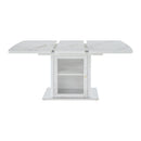 Modern Rectangle Dining Table With Stretchable Top, Storage Cabinet