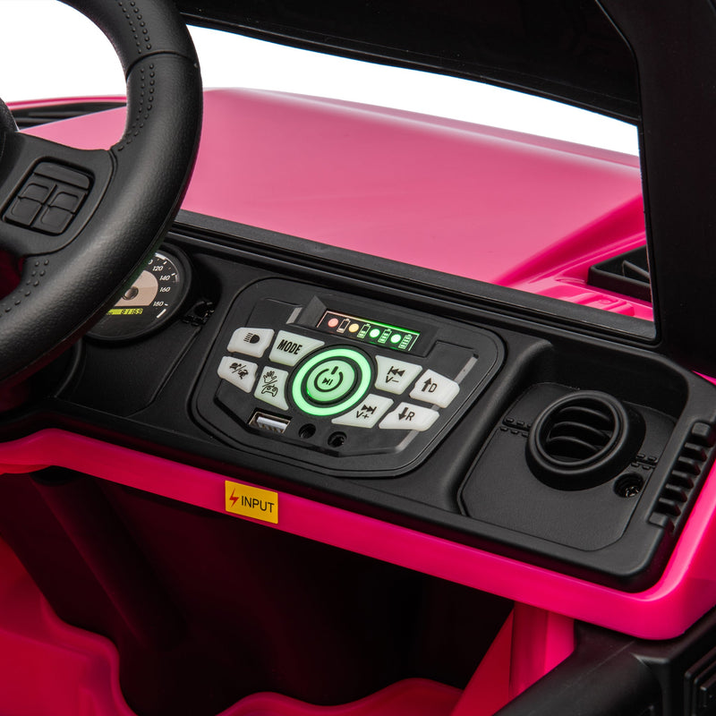 24V Ride On Large PickUp Truck car for Kids,ride On 4WD Toys with Remote Control,Parents Can Assist in Driving,Bluetooth music version,Pickup truck design with spacious storage in the rear.